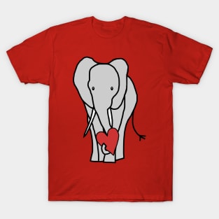 Big Elephant with Love Heart on Valentines Day Graphic T-Shirt